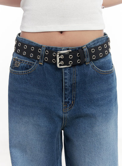 bold-eyelet-buckle-belt-cy527 / Black