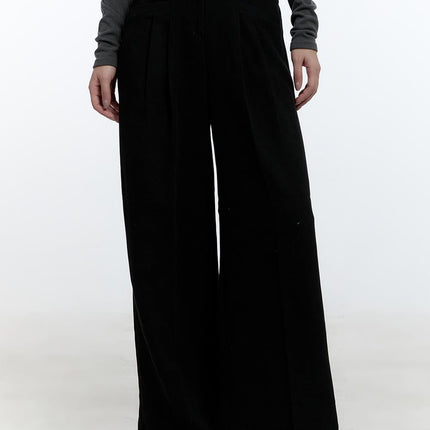 pintuck-wide-fit-tailored-pants-cd420 / Black