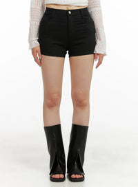 basic-cotton-high-waisted-shorts-cu425 / Black