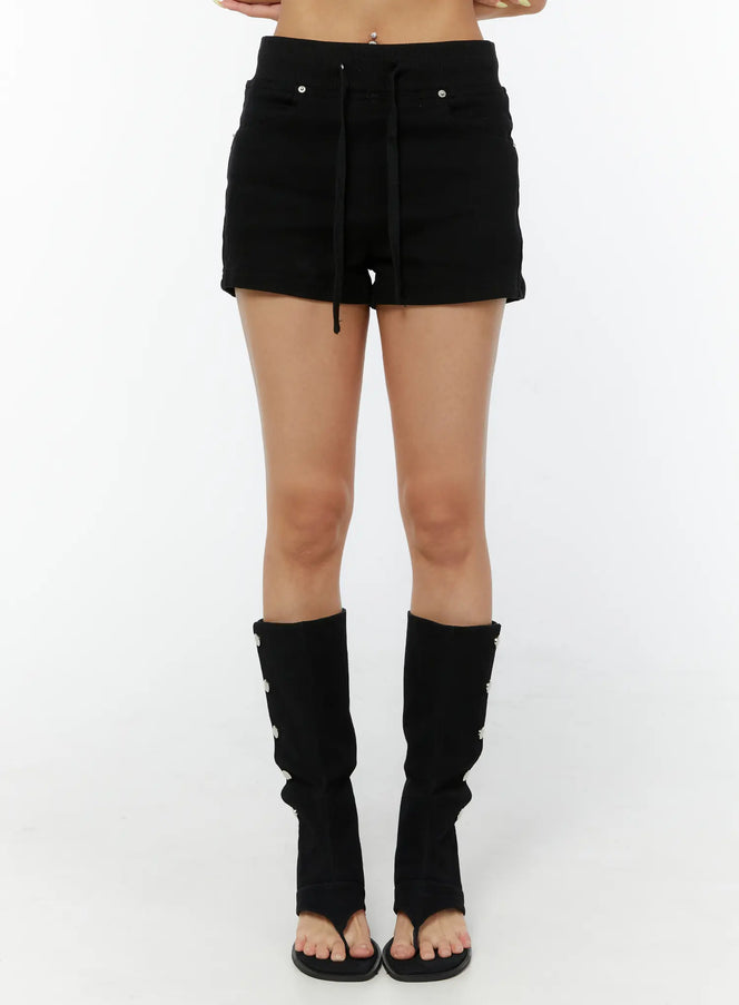 hip-pad-elastic-waist-shorts-cy521 / Black
