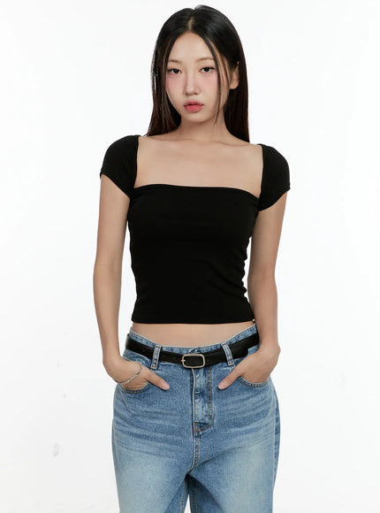 square-neck-crop-top-cl531 / Black
