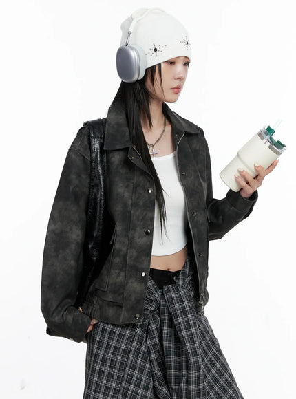 vintage-washed-faux-leather-jacket-cs512 / Black