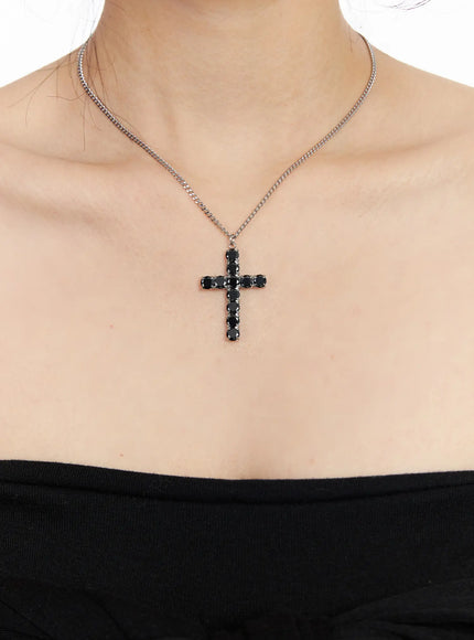 Black Cross Necklace CJ523