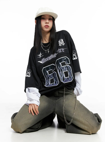 oversized-graphic-long-sleeve-cc1109 / Black