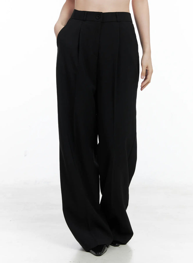 classic-pleated-wide-trousers-cn518 / Black