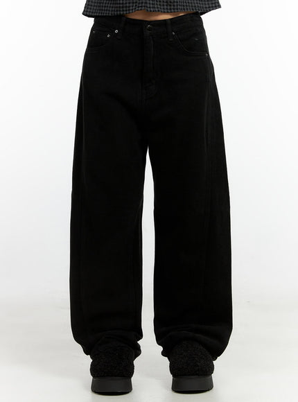 cotton-wide-fit-trousers-cn405 / Black