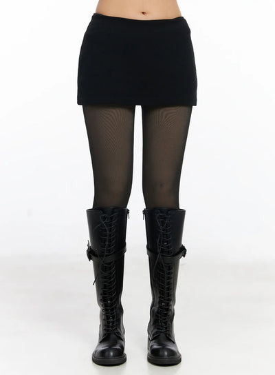 low-rise-a-line-mini-skirt-cj523 / Black