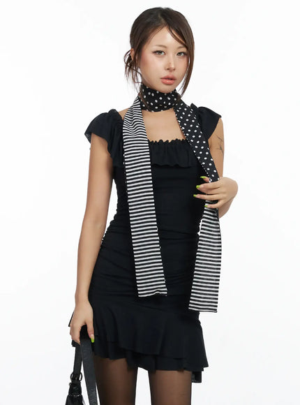 shirred-mini-dress-cf512 / Black