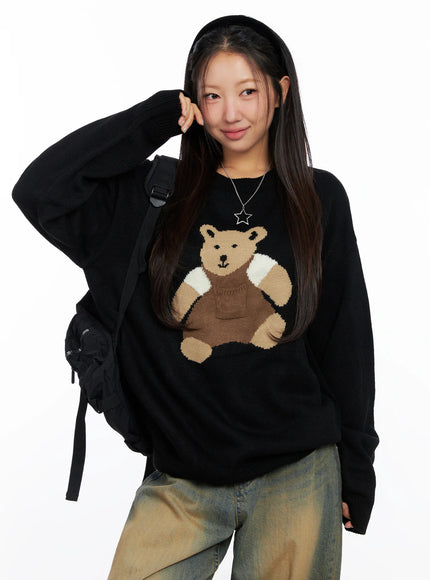 oversized-graphic-knit-sweater-co515 / Black