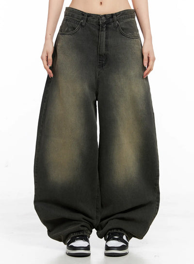 elias-mega-wide-vintage-washed-jeans-cc1109 / Black