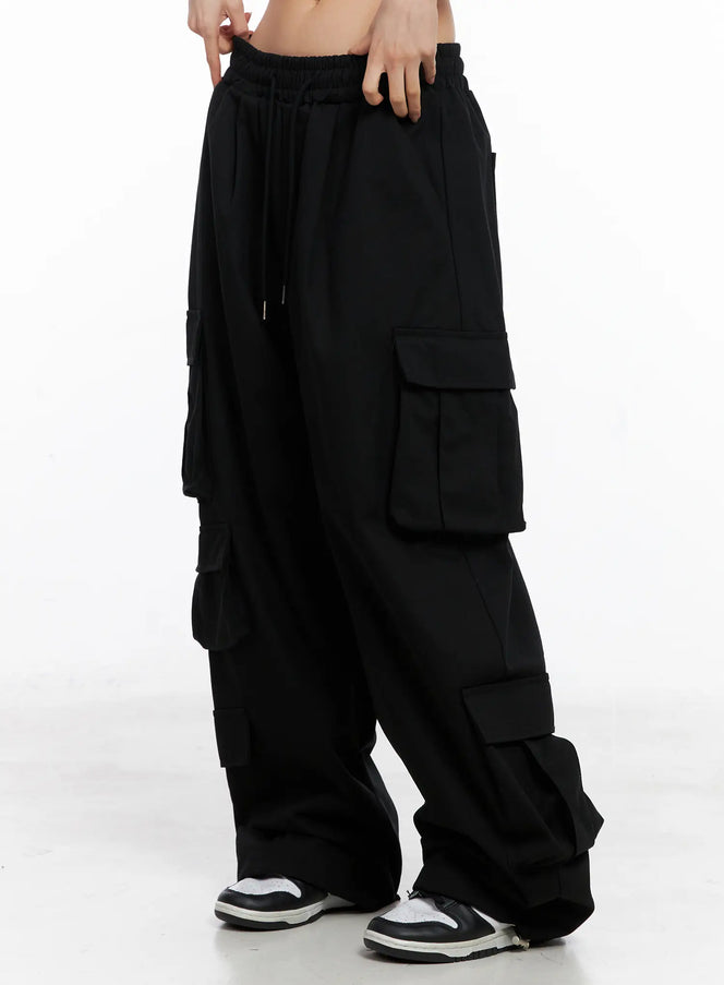 wide-leg-cargo-pants-cc1109 / Black