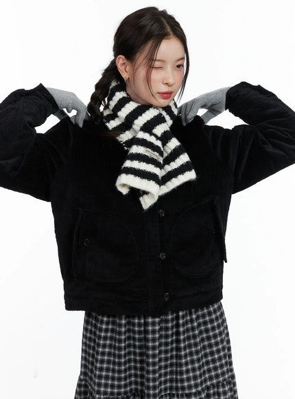 collared-corduroy-jacket-cn519 / Black