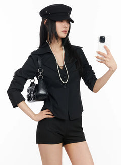 chic-striped-tailored-blazer-jacket-cm517 / Black