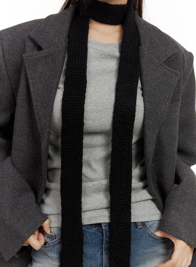 knit-tie-scarf-co417 / Black