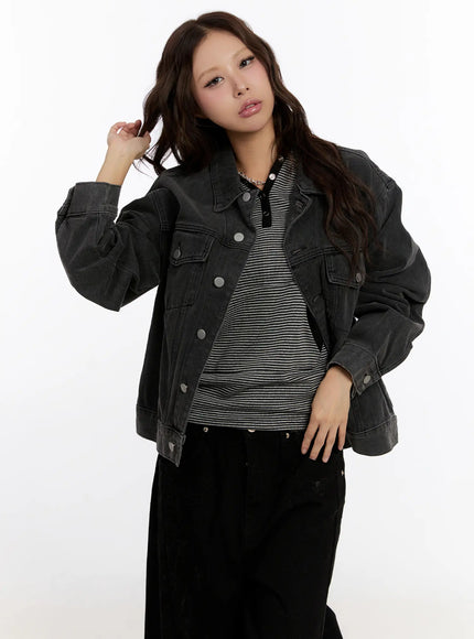 vintage-oversized-denim-jacket-cn527 / Black