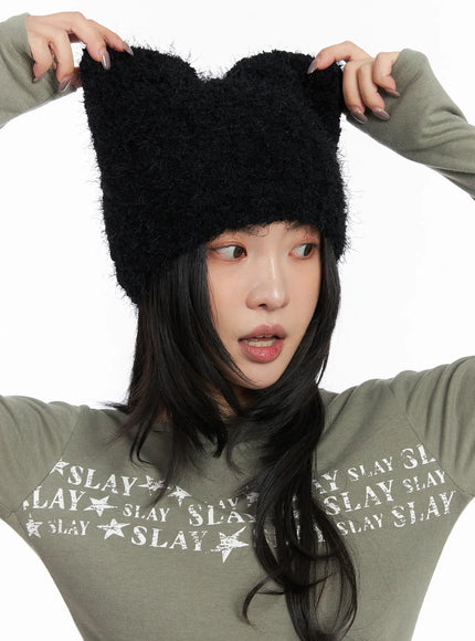 cozy-ear-beanie-cd508 / Black
