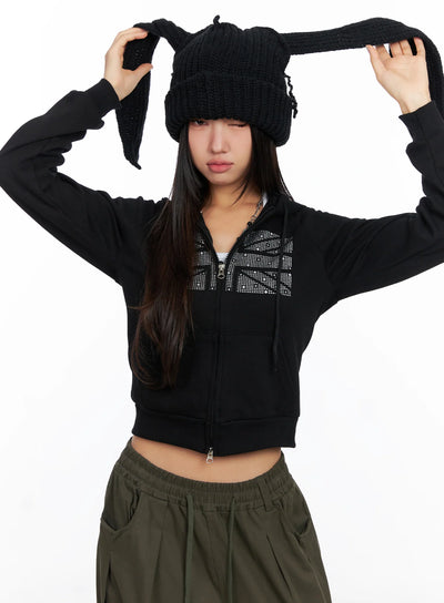 graphic-cropped-hoodie-co515 / Black