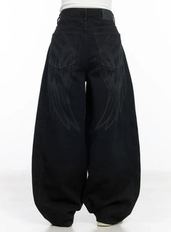angel-wing-wide-leg-trousers-cm526 / Black