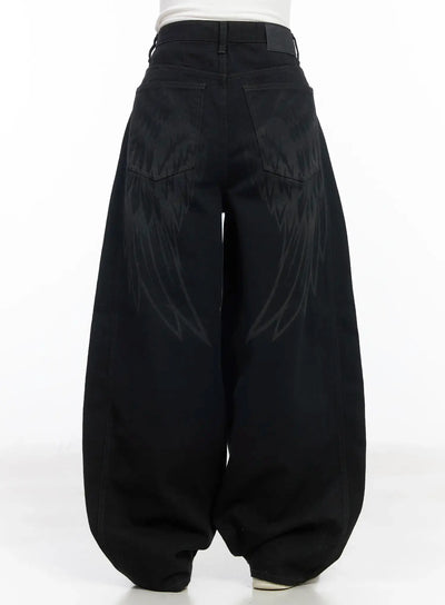 angel-wing-wide-leg-trousers-cm526 / Black