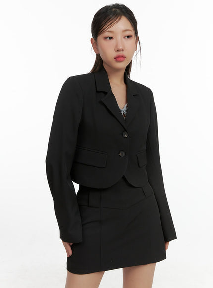 sleekline-buttoned-crop-blazer-cs405 / Black