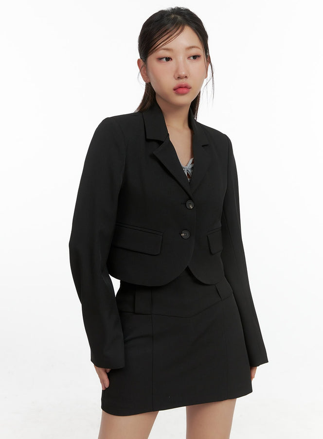 sleekline-buttoned-crop-blazer-cs405 / Black