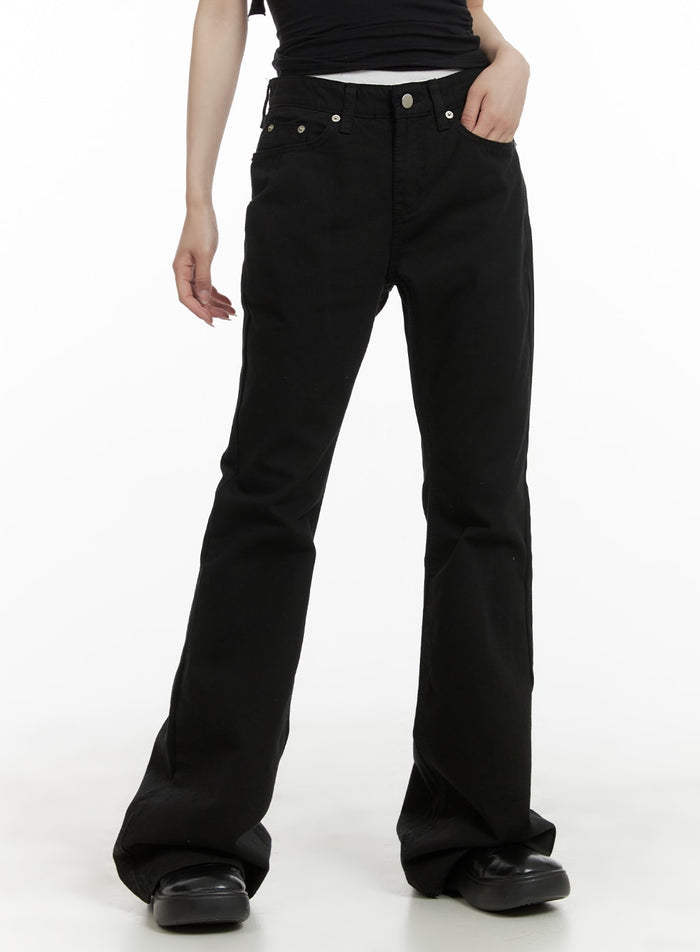 solid-bootcut-pants-ca408 / Black