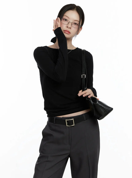 chic-layered-long-sleeve-set-f502 / Black