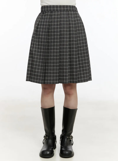 plaid-a-line-midi-skirt-cm510 / Black