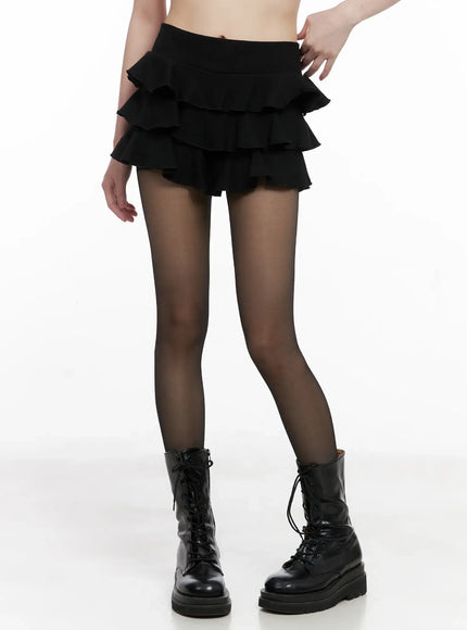 ruffle-layer-mini-skirt-gc515 / Black