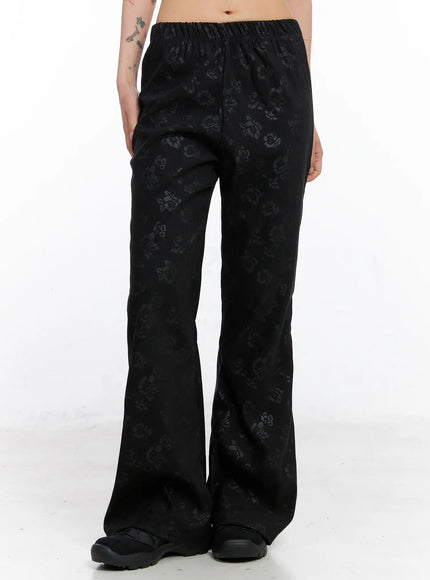 floral-printed-flared-pants-co507 / Black