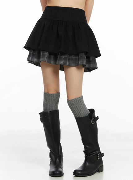 layered-ruffle-mini-skirt-cd531 / Black