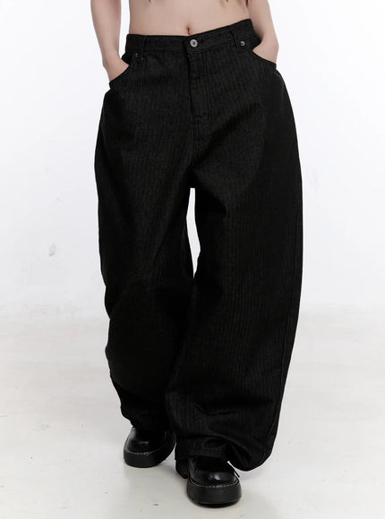 vada-stitched-wide-leg-jeans-cs530 / Black