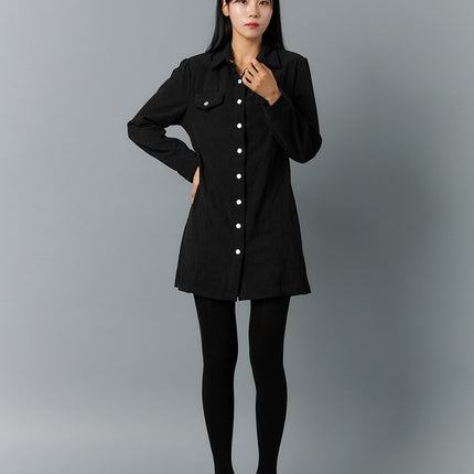 corduroy-button-mini-dress-on316 / Black