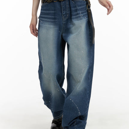 splash-paint-baggy-jeans-ca408 / Blue