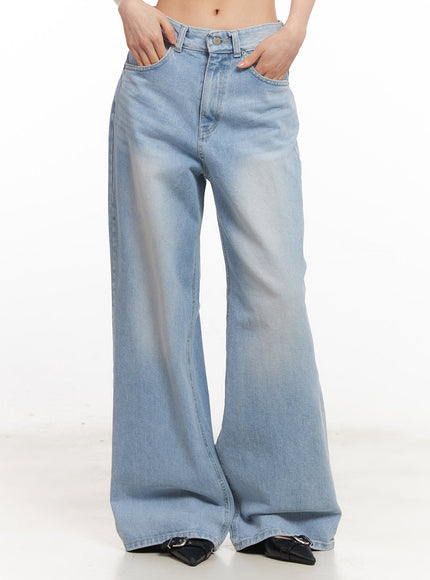 calista-washed-wide-leg-bootcut-jeans-ca516 / Blue