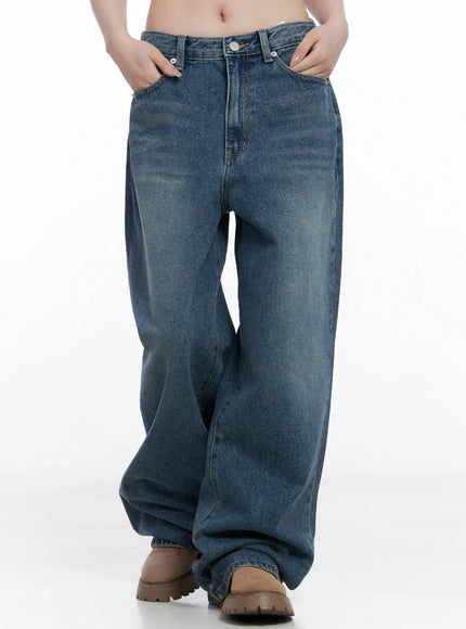 amalia-wide-leg-vintage-washed-jeans-cg529 / Blue