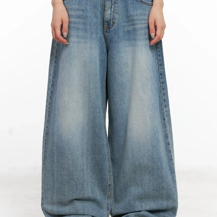koko-vintage-wash-baggy-jeans-cl528 / Blue
