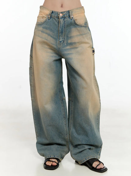 danbi-washed-wide-leg-denim-jeans-cg501 / Blue