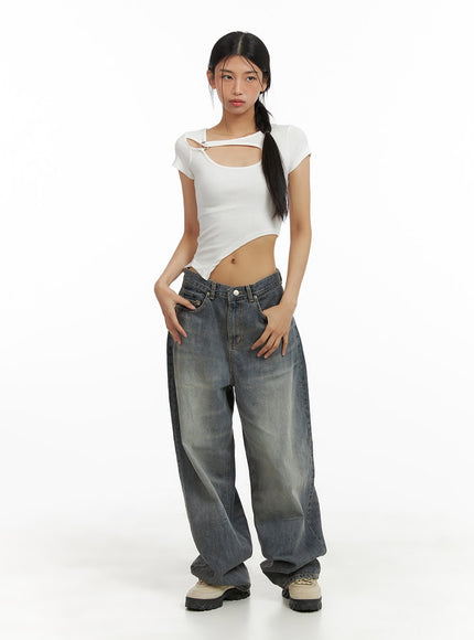 vintage-washed-baggy-jeans-ca424 / Blue