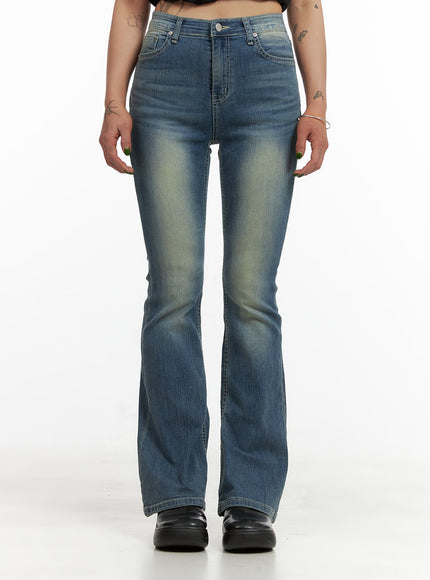 washed-slim-bootcut-jeans-cy429 / Blue