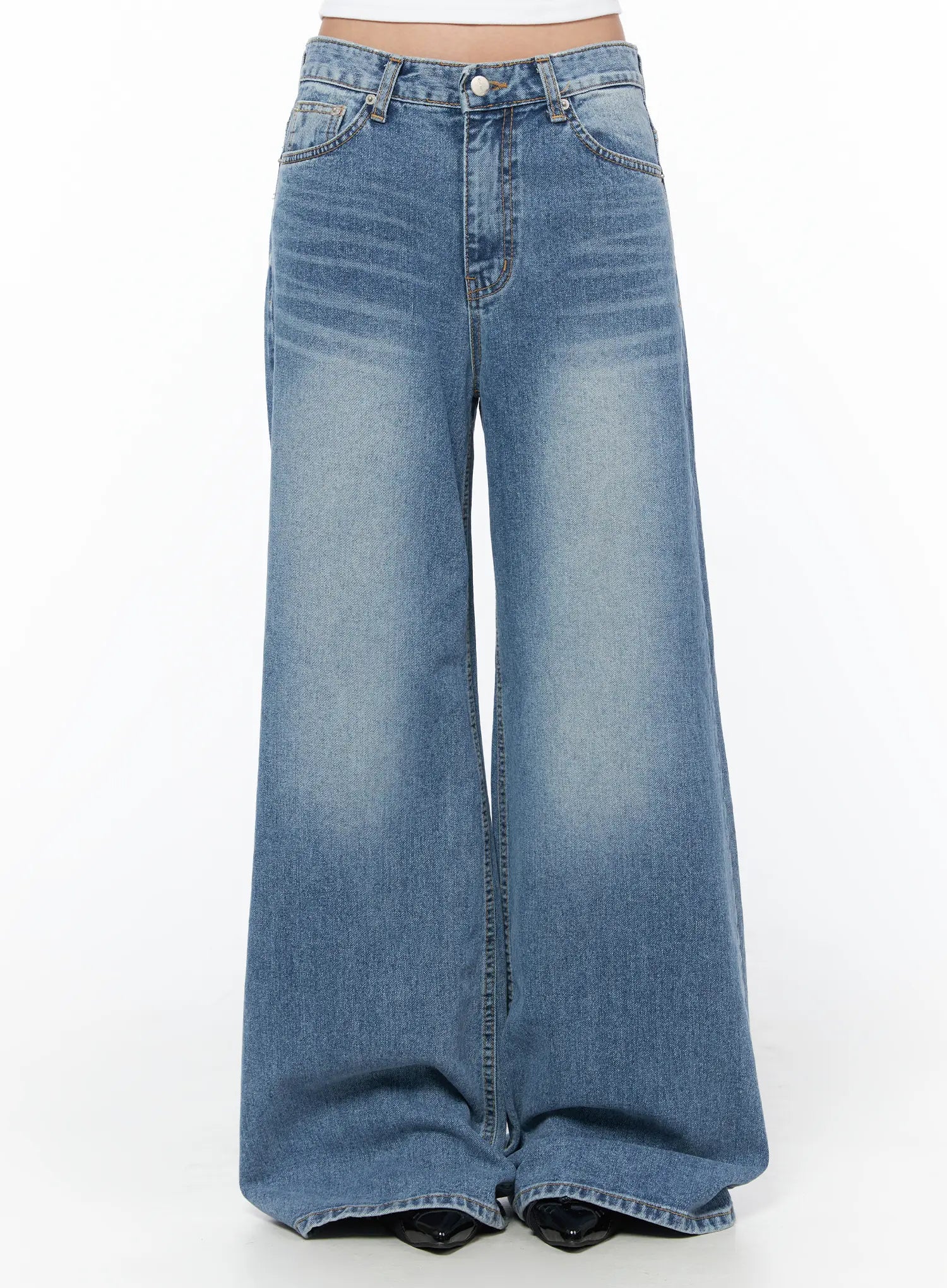 elsie-wide-leg-washed-jeans-cu501 / Blue