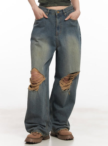 rachael-distressed-wide-leg-jeans-ca514 / Blue