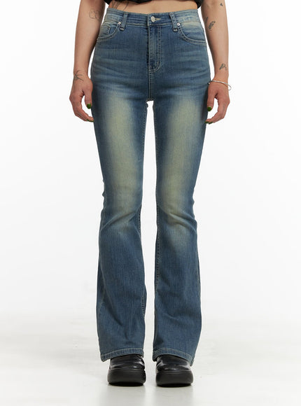 washed-slim-bootcut-jeans-cy429 / Blue