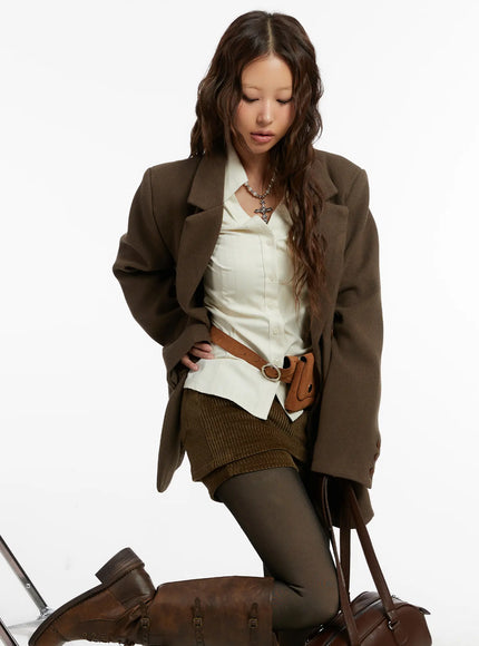 modern-quilted-statement-blazer-cd517 / Brown