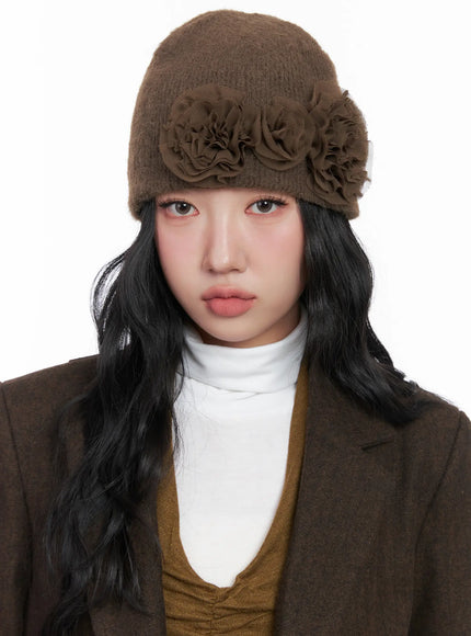 faux-fur-knit-beanie-cn514 / Brown