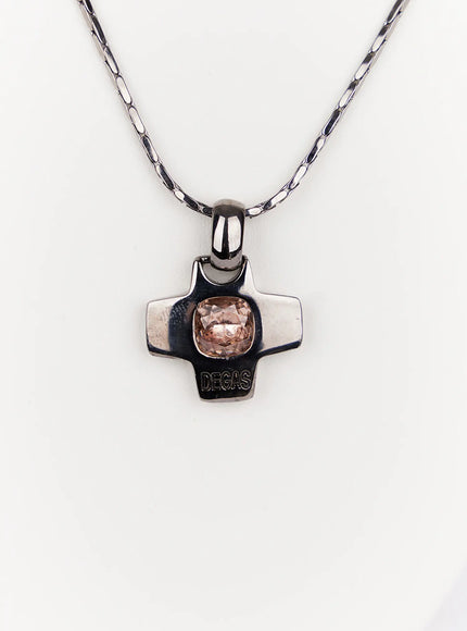 cubic-cross-charm-necklace-in514 / Black