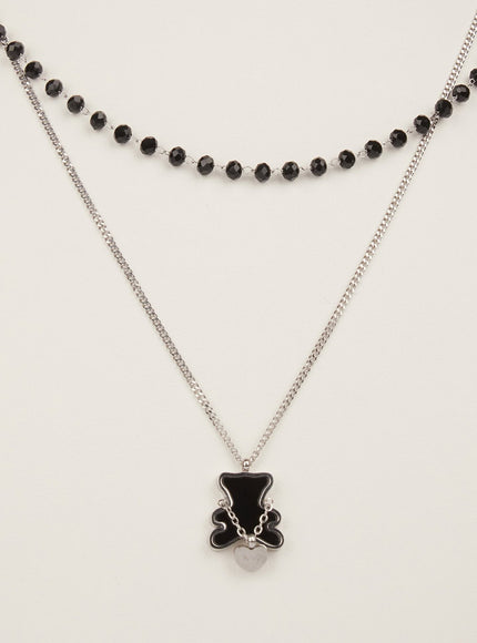 flat-bear-double-layer-necklace-black-im531