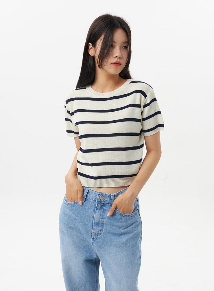 short-sleeve-stripe-sweater-ou326