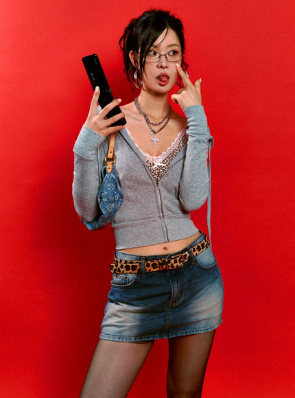 slim-fit-zip-up-hoodie-cs510 / Gray