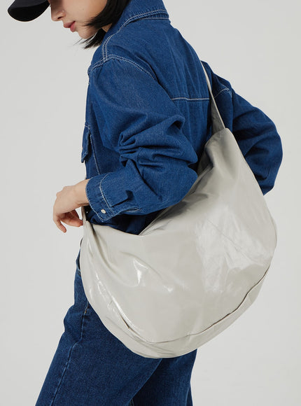 Faux Leather Half Moon Cross Body Bag OF310